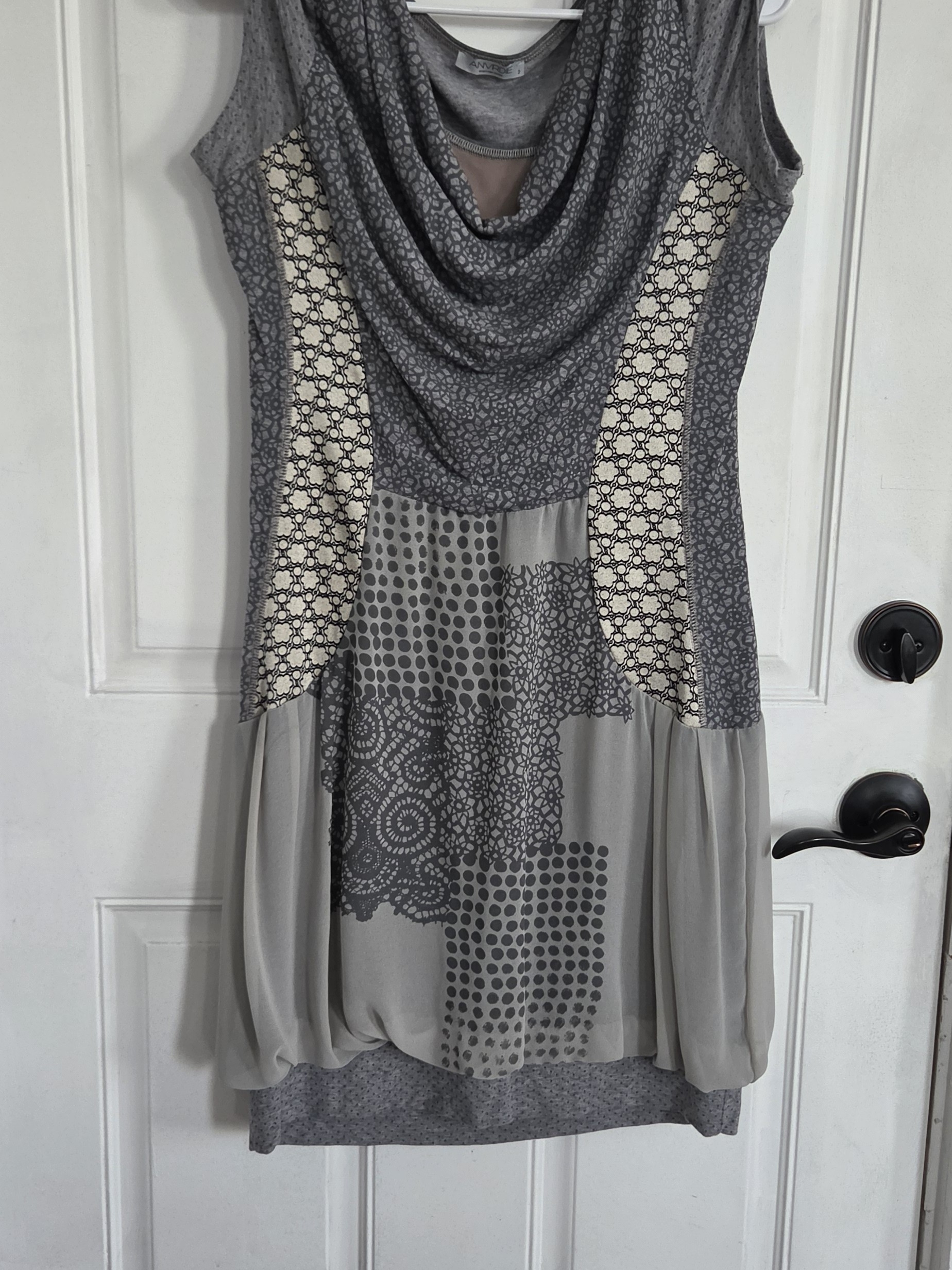 Cowl Neck Patchwork Mini Dress In Gray(D41)